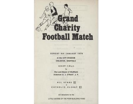 ALL STARS XI (SHEFFIELD) V CATHOLIC CLERGY XI  (CHARITY MATCH) 1969-70 FOOTBALL PROGRAMME
