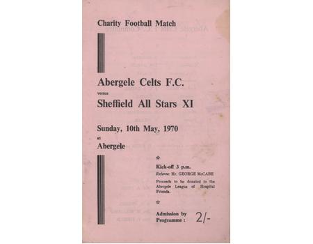 ABERGELE CELTS FC V SHEFFIELD ALL STARS XI (CHARITY MATCH) 1969-70 FOOTBALL PROGRAMME