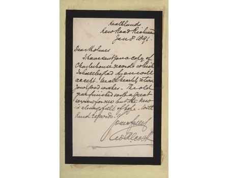 CHARTERHOUSE RECORDS 1850 TO 1890 (WITH LETTER FROM C.W. ALCOCK)