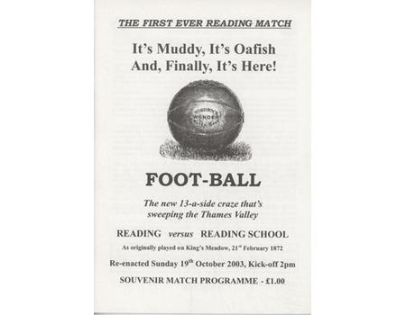 READING V READING SCHOOL 2003 FOOTBALL PROGRAMME