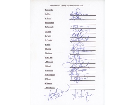 NEW ZEALAND 2009 (TOUR TO EUROPE) RUGBY UNION AUTOGRAPHS