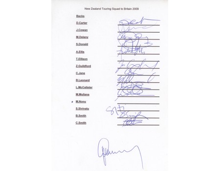 NEW ZEALAND 2009 (TOUR TO EUROPE) RUGBY UNION AUTOGRAPHS