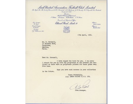 DON REVIE (LEEDS UNITED) 1969 SIGNED LETTER