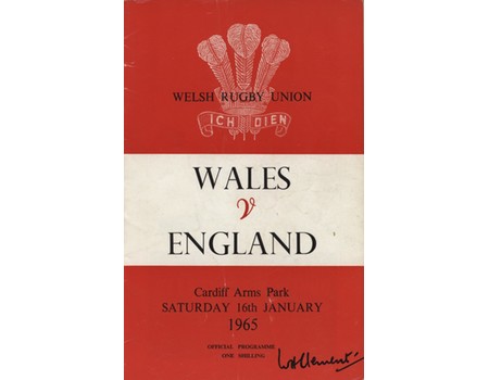 WALES V ENGLAND 1965 RUGBY UNION PROGRAMME