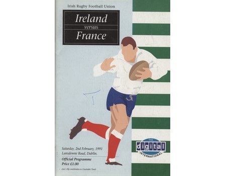IRELAND V FRANCE 1991 RUGBY UNION PROGRAMME