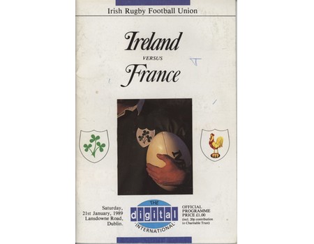 IRELAND V FRANCE 1989 RUGBY UNION PROGRAMME