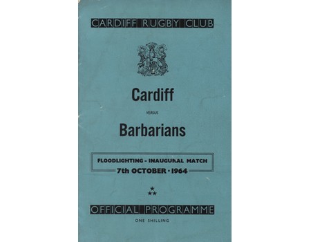 CARDIFF V BARBARIANS 1964 RUGBY UNION PROGRAMME