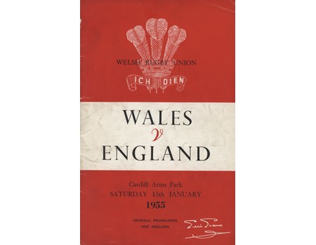 WALES V ENGLAND 1955 RUGBY UNION PROGRAMME