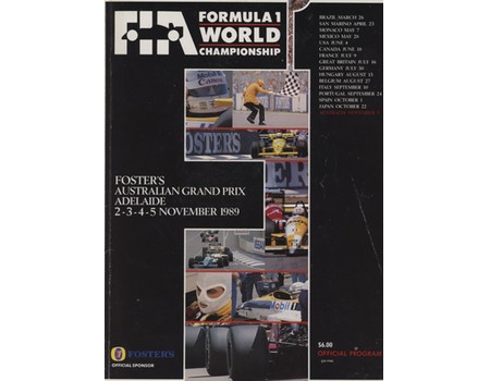 AUSTRALIAN GRAND PRIX 1989 MOTOR RACING PROGRAMME
