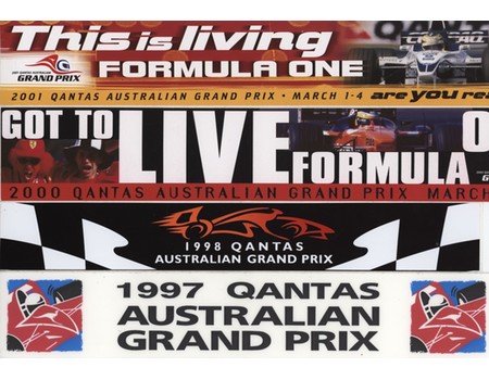 AUSTRALIAN GRAND PRIX COLLECTION OF OFFICIAL STICKERS 1985-2001 (x10)