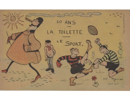 FRENCH RUGBY COMIC POSTCARD EARLY 1900S