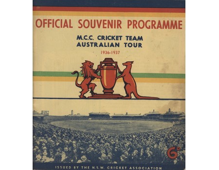 OFFICIAL SOUVENIR PROGRAMME: M.C.C. CRICKET TEAM AUSTRALIAN TOUR 1936-1937