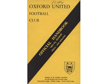 OXFORD UNITED  FOOTBALL CLUB OFFICIAL HANDBOOK 1962-63