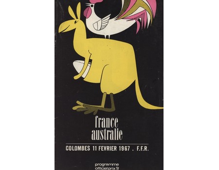 FRANCE V AUSTRALIA 1967 RUGBY UNION PROGRAMME