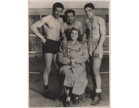 TURPIN BROTHERS (WITH THEIR MOTHER) SIGNED BOXING PHOTOGRAPH