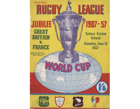 GREAT BRITAIN V FRANCE 1957 (RUGBY LEAGUE WORLD CUP) PROGRAMME