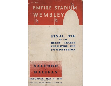SALFORD V HALIFAX 1939 (CHALLENGE CUP FINAL) RUGBY LEAGUE PROGRAMME