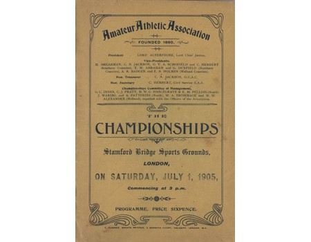 AMATEUR ATHLETIC ASSOCIATION CHAMPIONSHIPS 1905 (STAMFORD BRIDGE) PROGRAMME