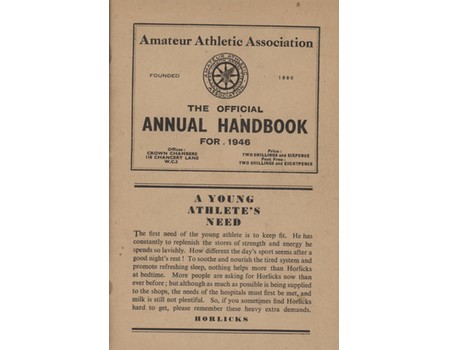 AMATEUR ATHLETIC ASSOCIATION HANDBOOK 1946