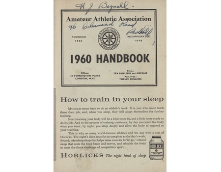 AMATEUR ATHLETIC ASSOCIATION HANDBOOK 1960