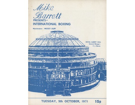 CHRIS FINNEGAN V ROGER ROUSE 1971 BOXING PROGRAMME