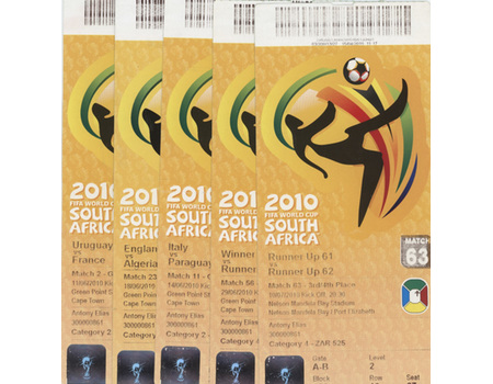 2010 FOOTBALL WORLD CUP TICKETS (X5)