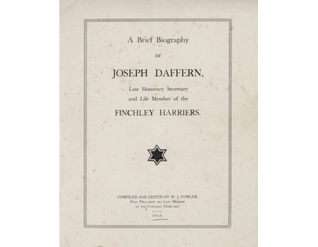 A BRIEF BIOGRAPHY OF JOSEPH DAFFERN (FINCHLEY HARRIERS)