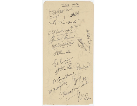 INDIA 1952 CRICKET AUTOGRAPHS (+ PLAYERS TEAM 1952)