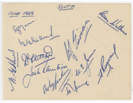 ENGLAND CRICKET TEAM 1949 CRICKET AUTOGRAPHS (& SOUTH OF ENGLAND TEAM)