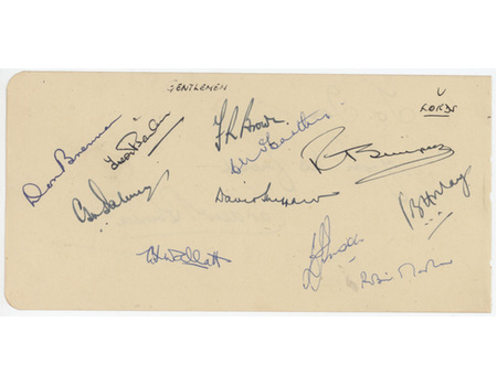 GENTLEMEN CRICKET TEAM 1952 AUTOGRAPH PAGE