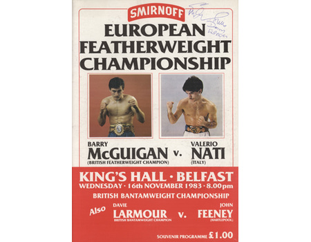 BARRY MCGUIGAN V VALERIO NATI 1983 BOXING PROGRAMME