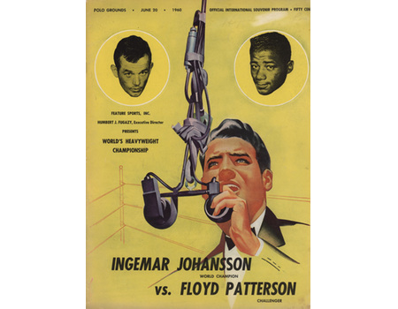 INGEMAR JOHANSSON V FLOYD PATTERSON 1960 BOXING PROGRAMME (2ND MEETING)