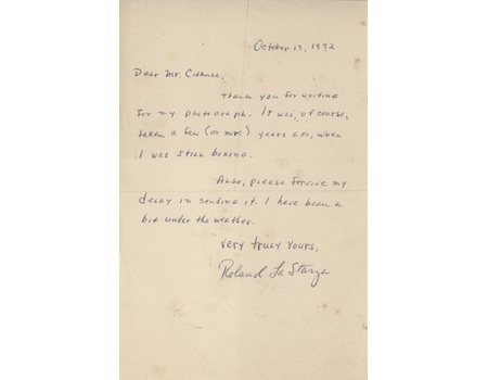 ROLAND LA STARZA 1972 SIGNED BOXING LETTER