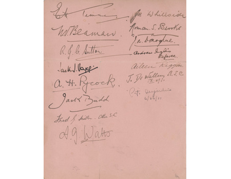GREAT BRITAIN OLYMPIC SWIMMERS 1928 AUTOGRAPH PAGE (PLUS BOMBARDIER BILLY WELLS)