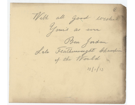 BEN JORDAN 1933 BOXING AUTOGRAPH