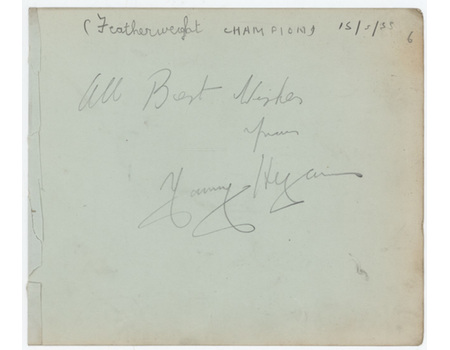 TOMMY HYAMS 1935 BOXING AUTOGRAPH