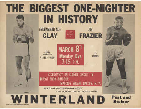 MUHAMMAD ALI V JOE FRAZIER 1971 BOXING POSTER/FLYER (WINTERLAND, SAN FRANCISCO)