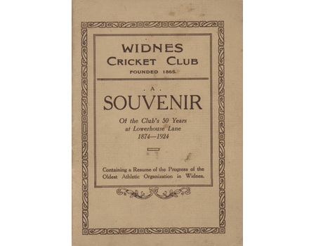 WIDNES CRICKET CLUB - A SOUVENIR 1924