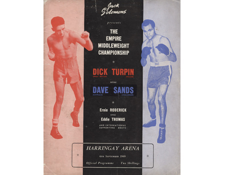DICK TURPIN V DAVE SANDS 1949 BOXING PROGRAMME