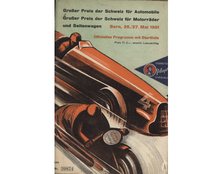 SWISS GRAND PRIX 1951 OFFICIAL MOTOR RACING PROGRAMME