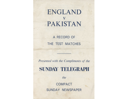 ENGLAND V PAKISTAN: A RECORD OF THE TEST MATCHES 1962