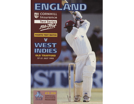 ENGLAND V WEST INDIES 1995 4TH TEST (OLD TRAFFORD) CRICKET PROGRAMME - SIGNED BY WEST INDIES TEAM