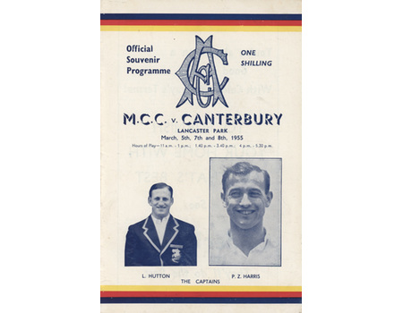 CANTERBURY V ENGLAND 1955 CRICKET PROGRAMME