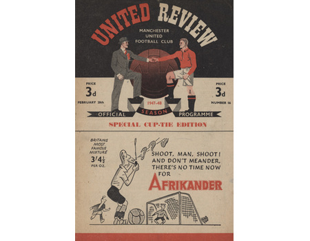 MANCHESTER UNITED V PRESTON NORTH END 1947-48 FOOTBALL PROGRAMME