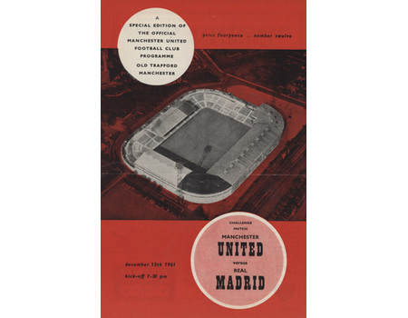 MANCHESTER UNITED V REAL MADRID 1961-62 FOOTBALL PROGRAMME