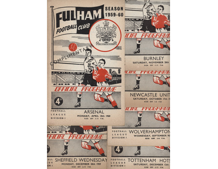 FULHAM 1959-60 FOOTBALL PROGRAMMES (X6) - FROM THE COLLECTION OF BRIAN GLANVILLE