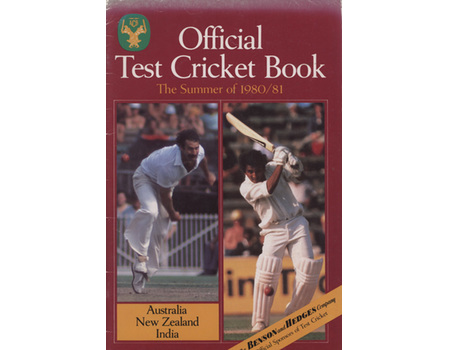 OFFICIAL TEST CRICKET BOOK: NEW ZEALAND, INDIA IN AUSTRALIA 1980-81