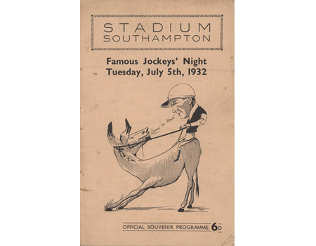 FAMOUS JOCKEYS V TROJANS RFC CRICKET MATCH 1932 (SOUTHAMPTON) PROGRAMME