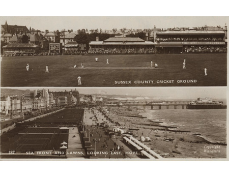 SUSSEX COUNTY CRICKET GROUND & SEA FRONT (HOVE) POSTCARD
