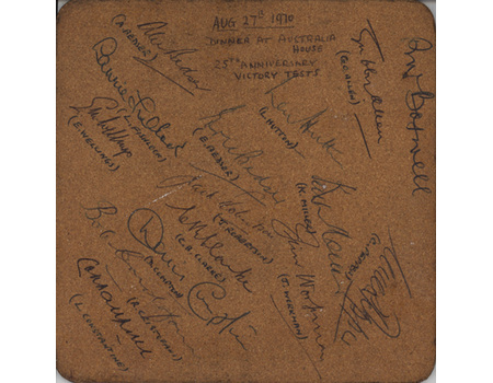 VICTORY TESTS 25TH ANNIVERSARY DINNER 1970 - SIGNED TABLE MAT